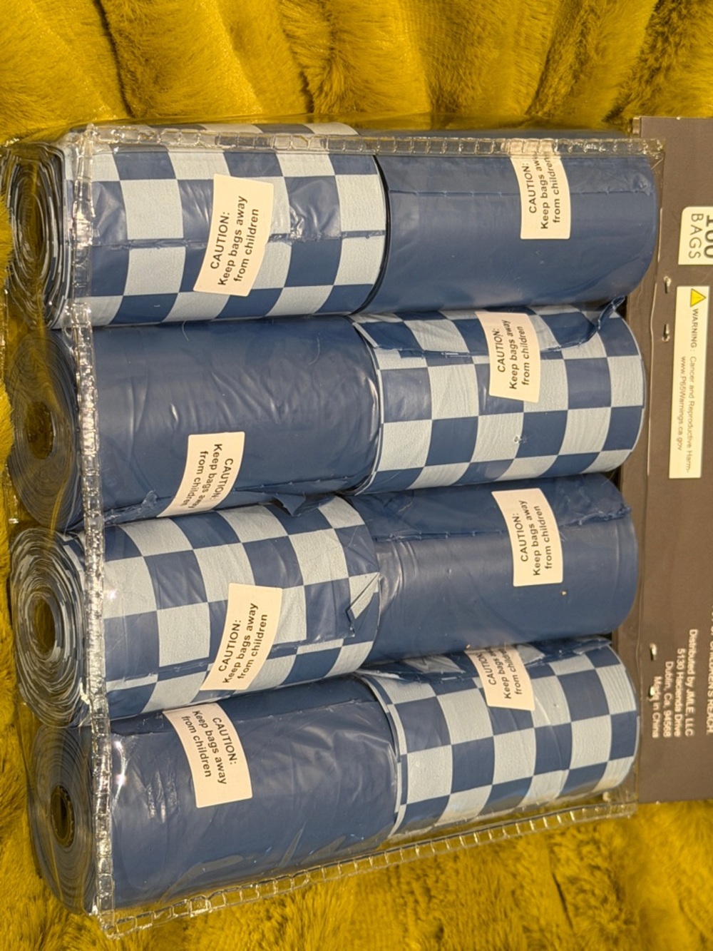 Rowdy Pups Club Blue & White Checkerboard Pet Waste Bags - 8 Rolls - Picture 3 of 8